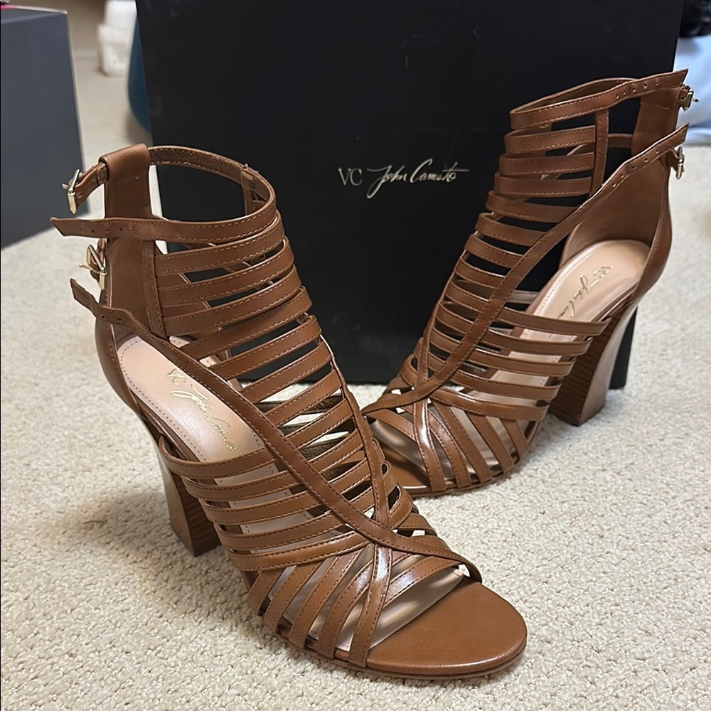 NEW! John Camuto Brown Heeled Sandals Size 9